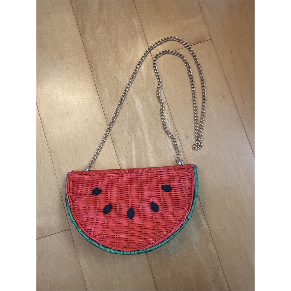 WATERMELON PURSE Talbots Cross Body Shoulder Bag Woven With Gold Chain